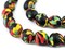 The Bead Chest Rasta Multicolor, Red, Green, Yellow - Recycled Glass Beads 14mm – Large Hole 26-Inch Strand, Handmade African Fair Trade Fused Beads for Jewelry & Crafts I Approximately 40 Beads